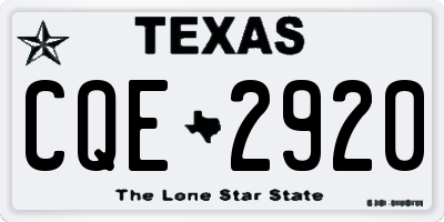 TX license plate CQE2920
