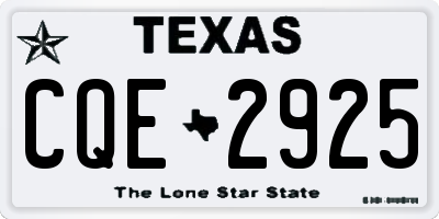 TX license plate CQE2925