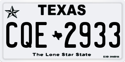 TX license plate CQE2933
