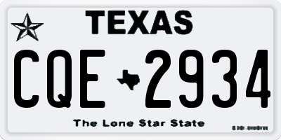 TX license plate CQE2934