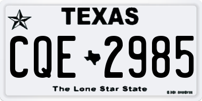 TX license plate CQE2985