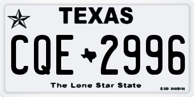 TX license plate CQE2996