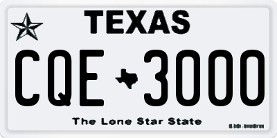 TX license plate CQE3000