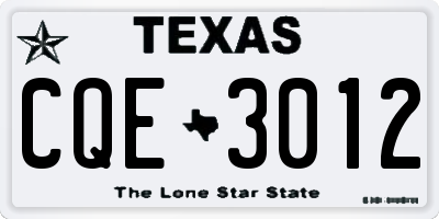 TX license plate CQE3012
