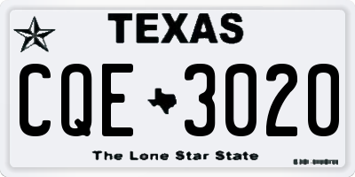 TX license plate CQE3020