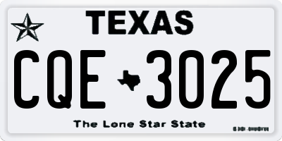 TX license plate CQE3025