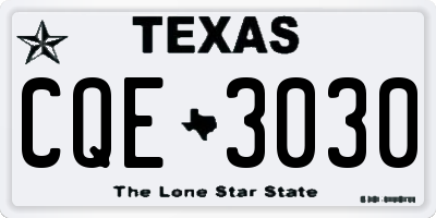 TX license plate CQE3030