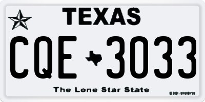 TX license plate CQE3033