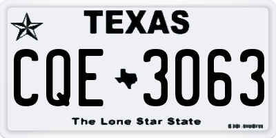 TX license plate CQE3063