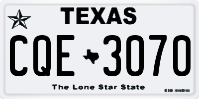TX license plate CQE3070