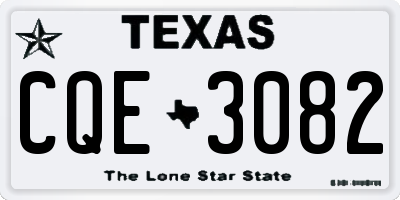 TX license plate CQE3082