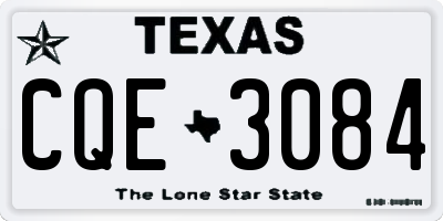 TX license plate CQE3084