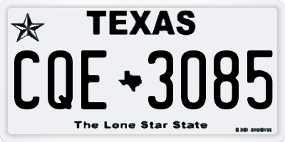 TX license plate CQE3085