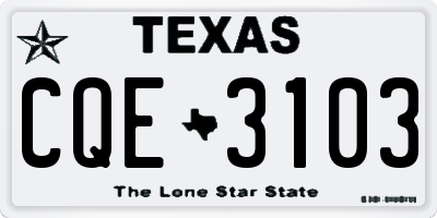 TX license plate CQE3103