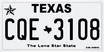 TX license plate CQE3108