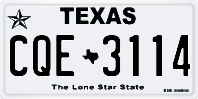 TX license plate CQE3114