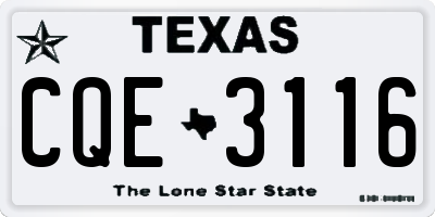 TX license plate CQE3116