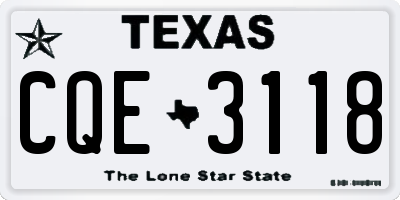 TX license plate CQE3118