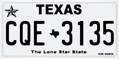TX license plate CQE3135