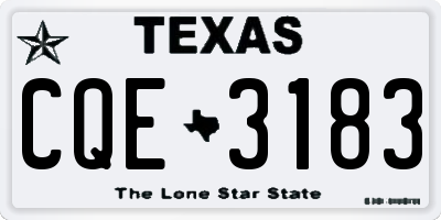 TX license plate CQE3183