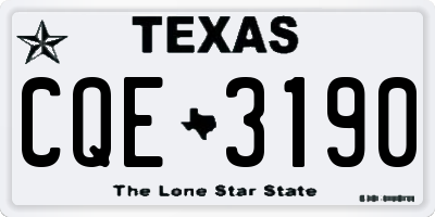 TX license plate CQE3190
