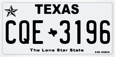 TX license plate CQE3196