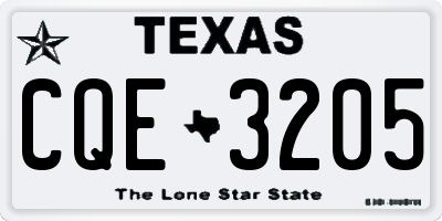 TX license plate CQE3205