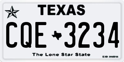TX license plate CQE3234