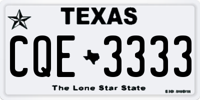 TX license plate CQE3333