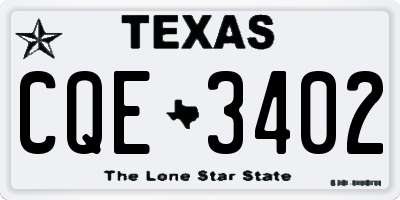 TX license plate CQE3402