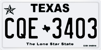 TX license plate CQE3403