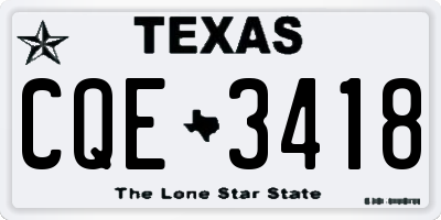 TX license plate CQE3418