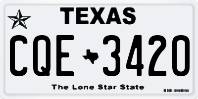 TX license plate CQE3420