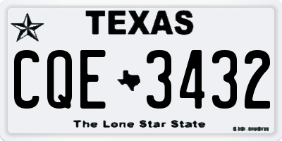 TX license plate CQE3432
