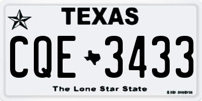 TX license plate CQE3433