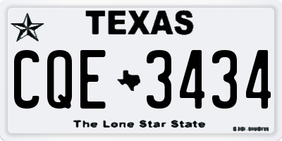 TX license plate CQE3434