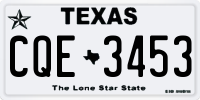 TX license plate CQE3453