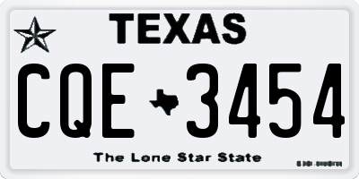 TX license plate CQE3454