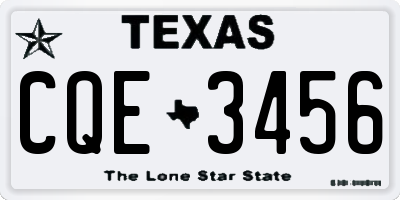 TX license plate CQE3456