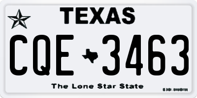 TX license plate CQE3463