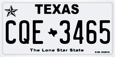 TX license plate CQE3465