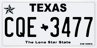 TX license plate CQE3477
