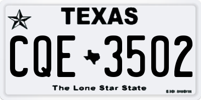 TX license plate CQE3502