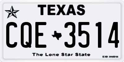 TX license plate CQE3514