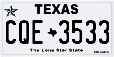 TX license plate CQE3533