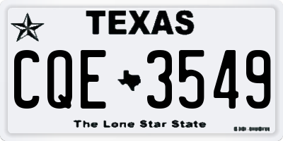 TX license plate CQE3549