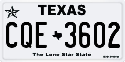 TX license plate CQE3602