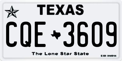TX license plate CQE3609