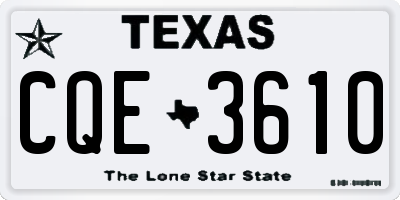 TX license plate CQE3610