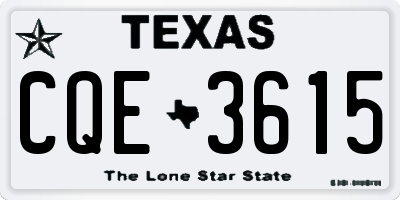TX license plate CQE3615